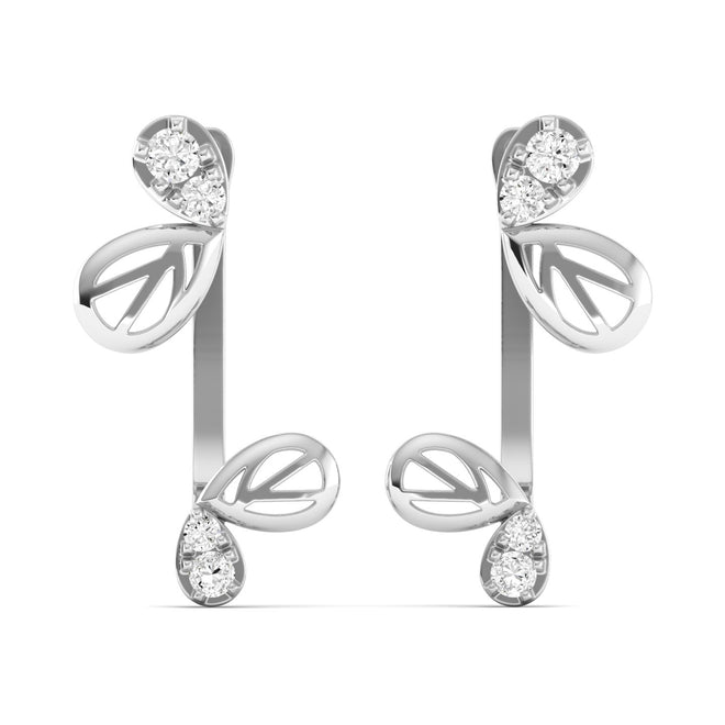 Lab Grown Diamond Butterfly Wings Stud Earrings 9k Solid Gold