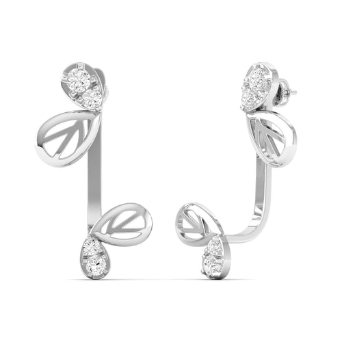 Lab Grown Diamond Butterfly Wings Stud Earrings 9k Solid Gold