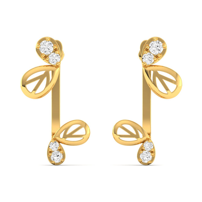 Lab Grown Diamond Butterfly Wings Stud Earrings 9k Solid Gold