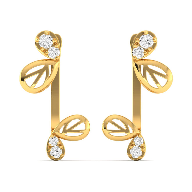 Lab Grown Diamond Butterfly Wings Stud Earrings 9k Solid Gold