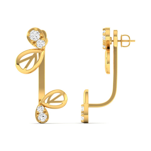 Lab Grown Diamond Butterfly Wings Stud Earrings 9k Solid Gold