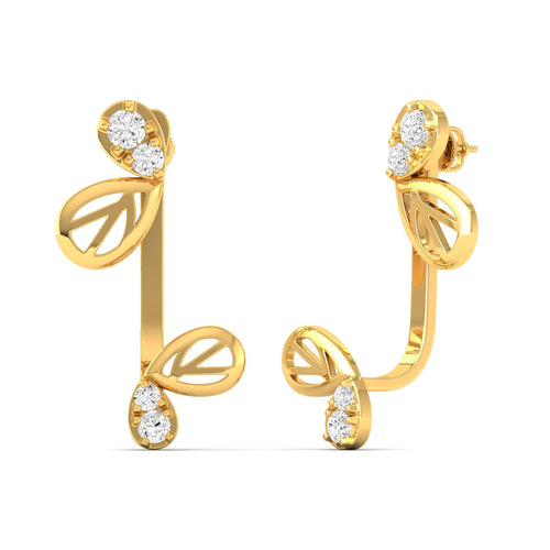 Lab Grown Diamond Butterfly Wings Stud Earrings 9k Solid Gold