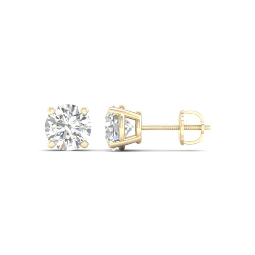 1 1/2 ctw Classic Round Lab Grown Solitaire Ear Stud