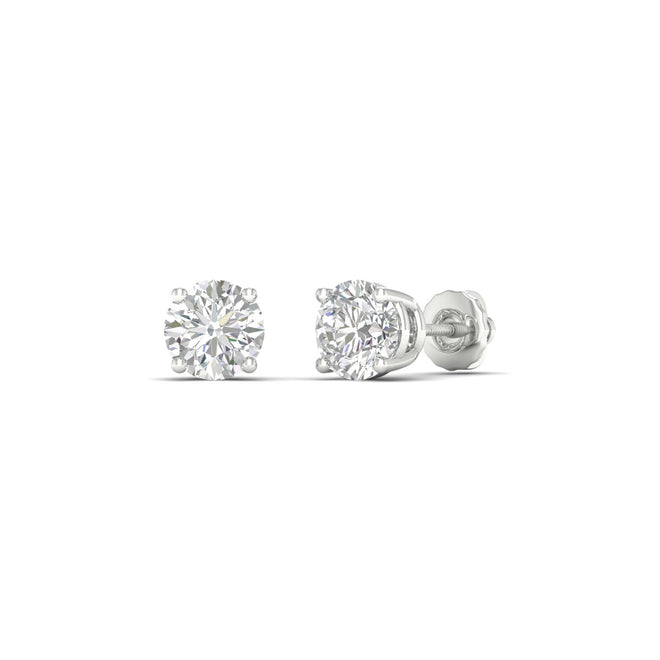 1 ctw Classic Round Lab Grown Solitaire Ear Stud