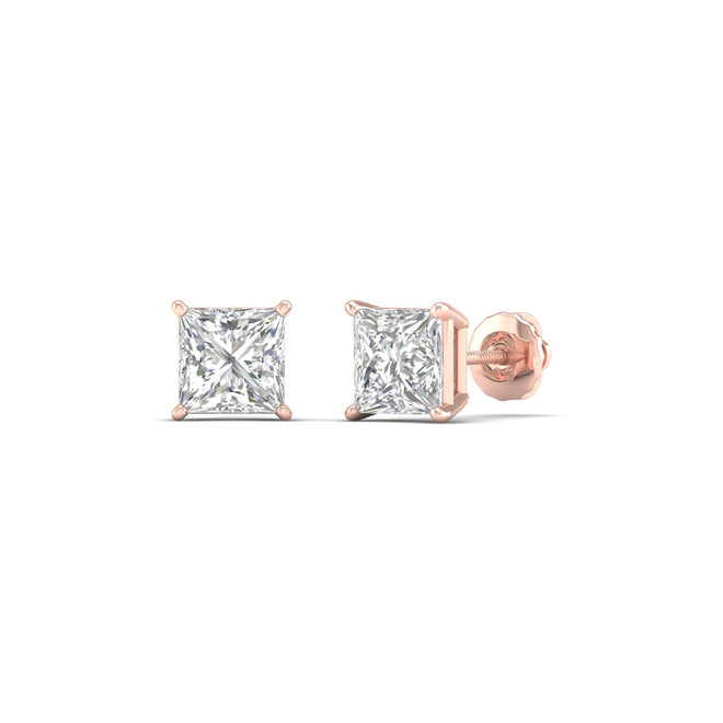 1 1/2 ctw Classic Princess Solitaire Ear Stud