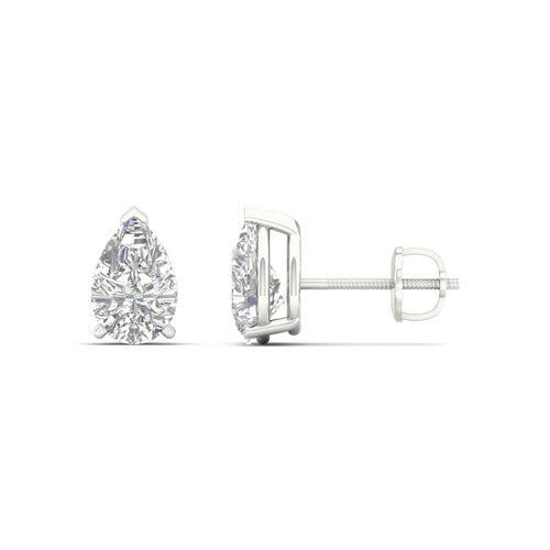 1 1/2 ctw Classic Pear Lab Grown Solitaire Ear Stud