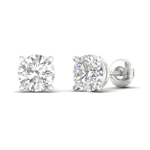 8 ctw Classic Round Lab Grown Solitaire Ear Stud