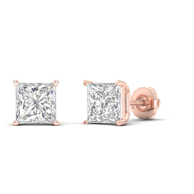 10 ctw Classic Princess Solitaire Ear Stud