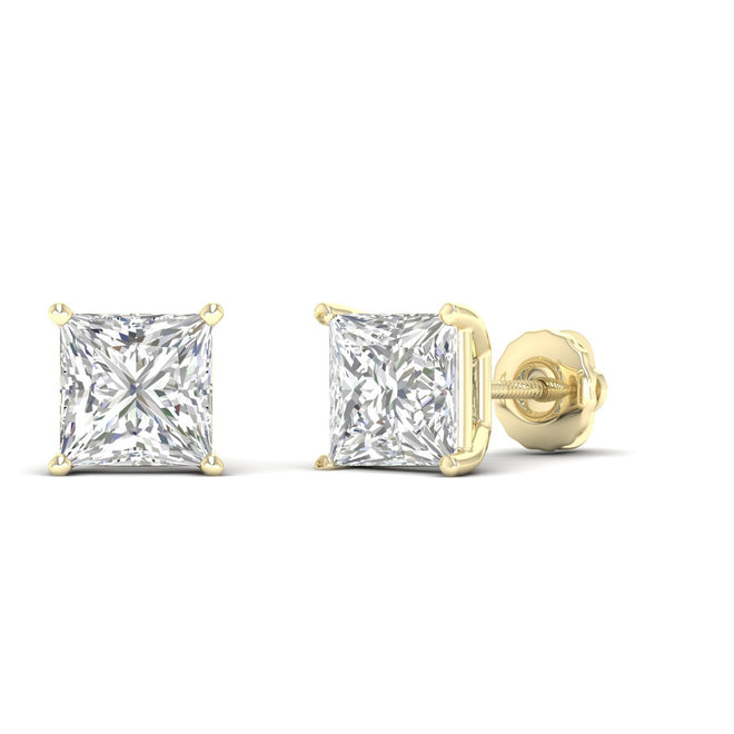 10 ctw Classic Princess Solitaire Ear Stud