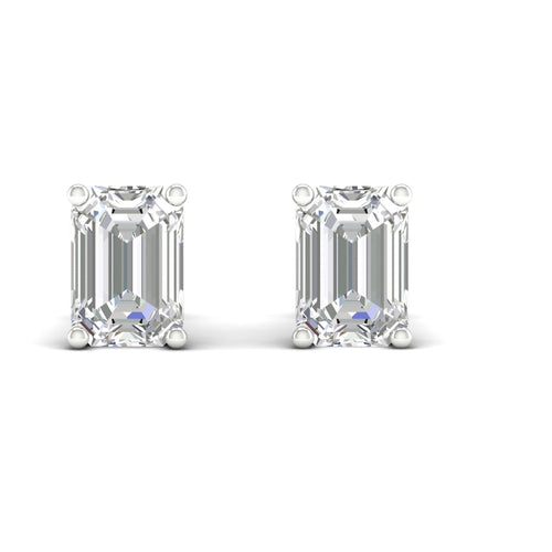 10 ctw Classic Emerald Lab Grown Solitaire Ear Stud