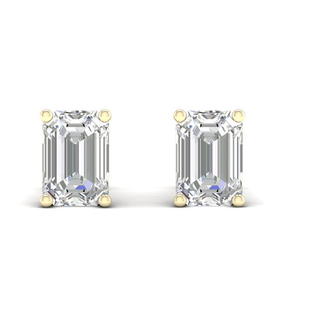 10 ctw Classic Emerald Solitaire Ear Stud