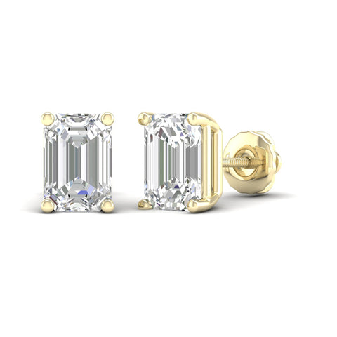 10 ctw Classic Emerald Solitaire Ear Stud