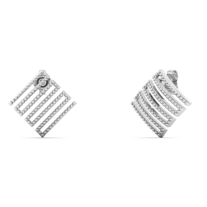 Plain Geometric Twisty Silver Ear Stud