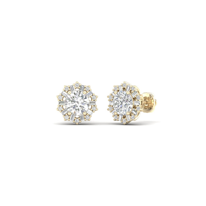 1 1/2 Ctw Blossom Halo Ear Stud