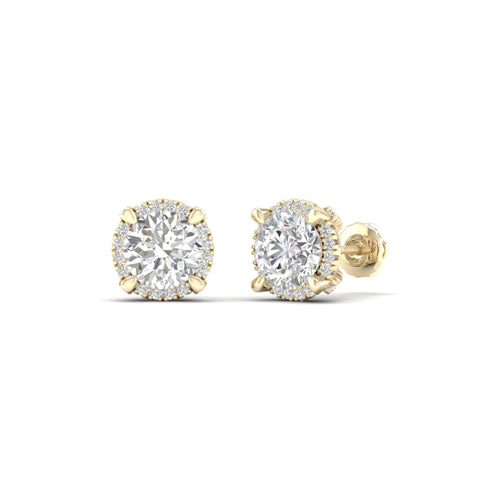 2 1/4 ctw Round Lab Grown Halo Stud Earring