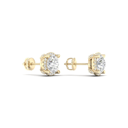 2 1/4 ctw Round Lab Grown Halo Stud Earring