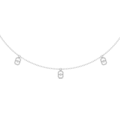 3/8 Ctw. Clip Silver Station Lab Grown Necklace - 16.5 Inch