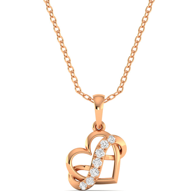 Round Lab Grown Diamond Infinity Heart Pendant 9k Solid Gold