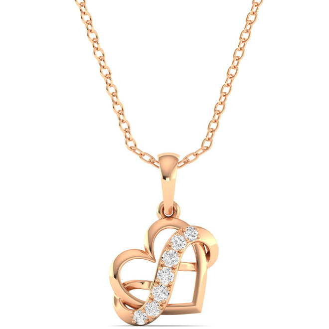 Round Lab Grown Diamond Infinity Heart Pendant 9k Solid Gold
