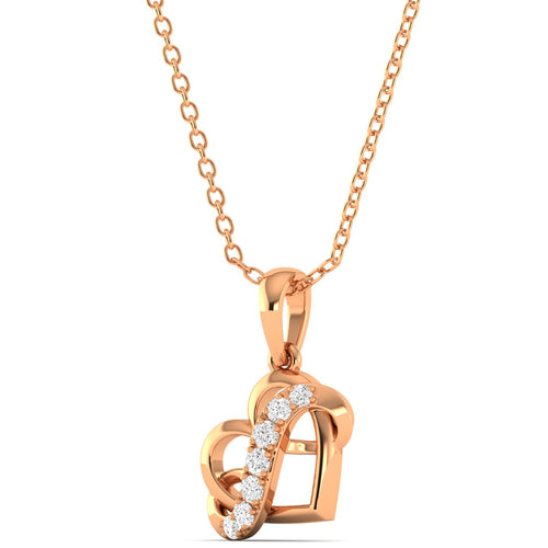 Round Lab Grown Diamond Infinity Heart Pendant 9k Solid Gold