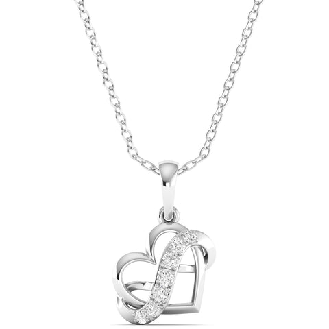 Round Lab Grown Diamond Infinity Heart Pendant 9k Solid Gold