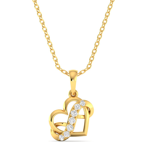 Round Lab Grown Diamond Infinity Heart Pendant 9k Solid Gold