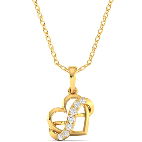 Round Lab Grown Diamond Infinity Heart Pendant 9k Solid Gold