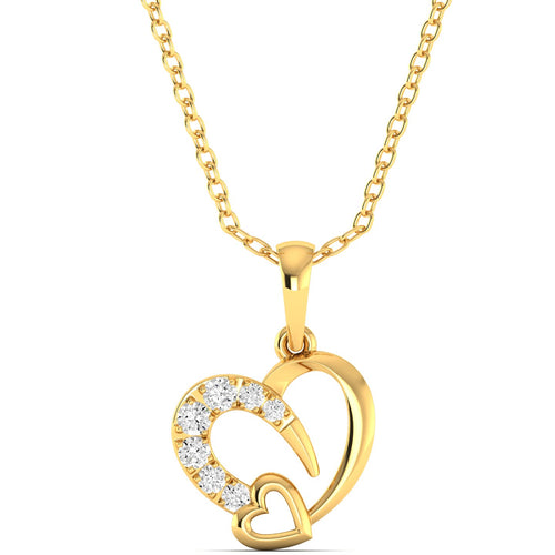Round Lab Grown Diamond Double Heart Pendant 9k Solid Gold