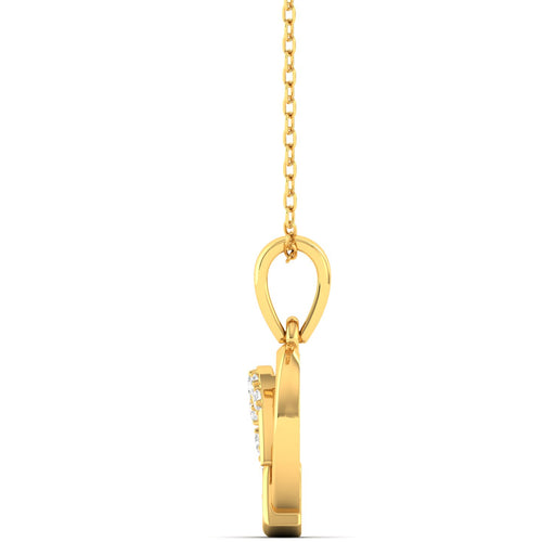 Round Lab Grown Diamond Double Heart Pendant 9k Solid Gold