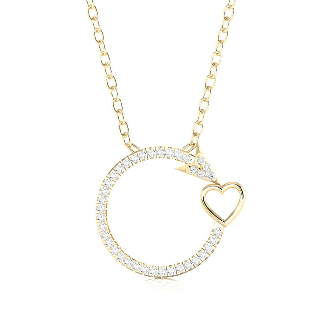 0.13 Ctw Circle Arrow Heart Fashion Pendant