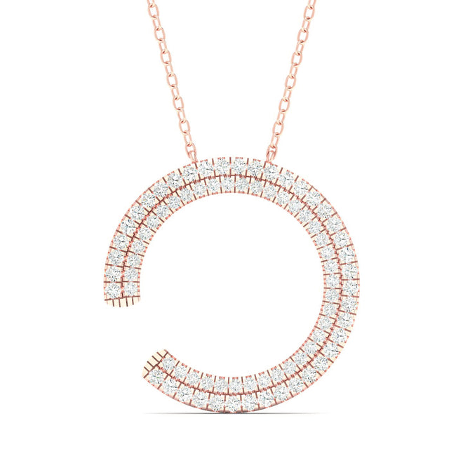 1/2 Ctw Double Row Open Circle Fashion Pendant
