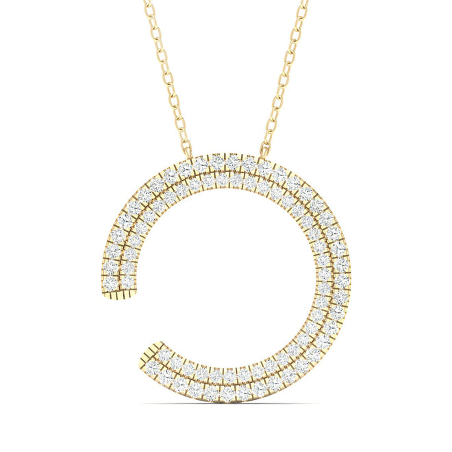 1/2 Ctw Double Row Open Circle Fashion Pendant