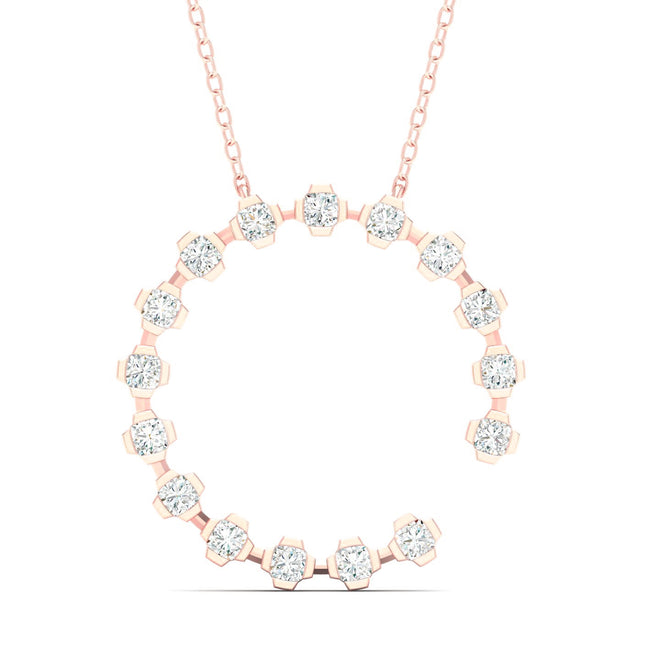 1/2 Faux Oval Open Circle Fashion Pendant