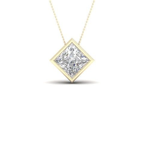 1 1/2 ctw Princess Bezel Set Solitaire Pendant