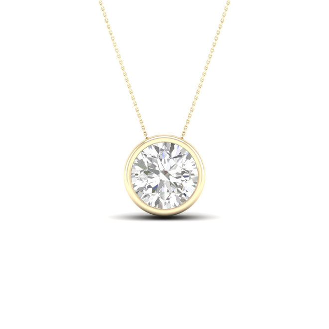 1 1/2 ctw Round Bezel Set Solitaire Pendant