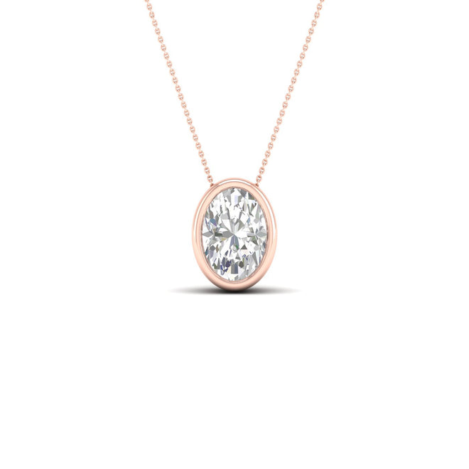 1/2 ctw Oval Bezel Set Solitaire Pendant