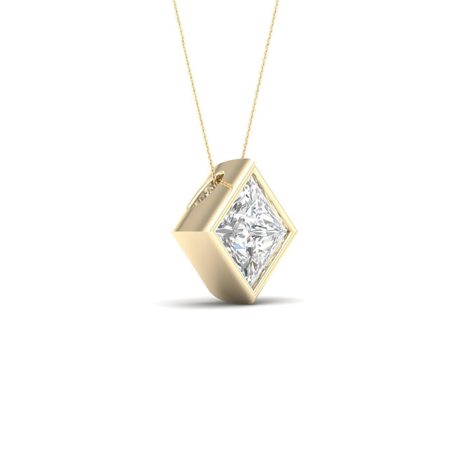 2 ctw Princess Bezel Set Solitaire Pendant
