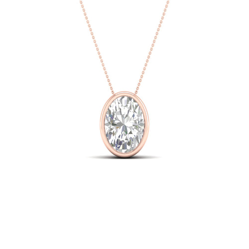 1 ctw Oval Bezel Set Solitaire Lab Grown Pendant