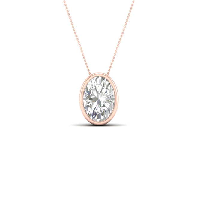 1 ctw Oval Bezel Set Solitaire Pendant