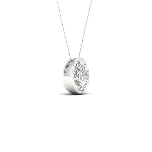 1 ctw Oval Bezel Set Solitaire Lab Grown Pendant