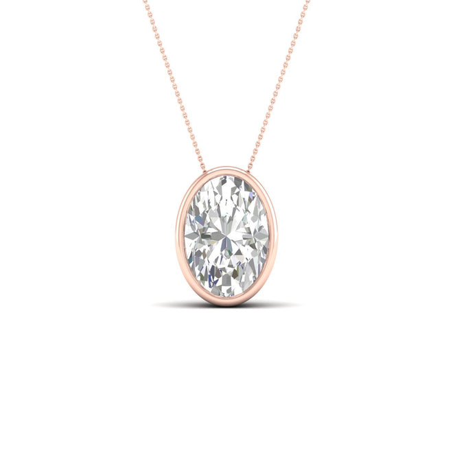 2 ctw Oval Bezel Set Solitaire Pendant