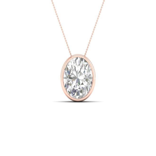 1 1/2 ctw Oval Bezel Set Solitaire Pendant