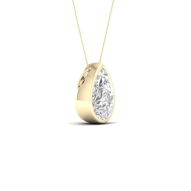 1 1/2 ctw Pear Bezel Set Solitaire Pendant