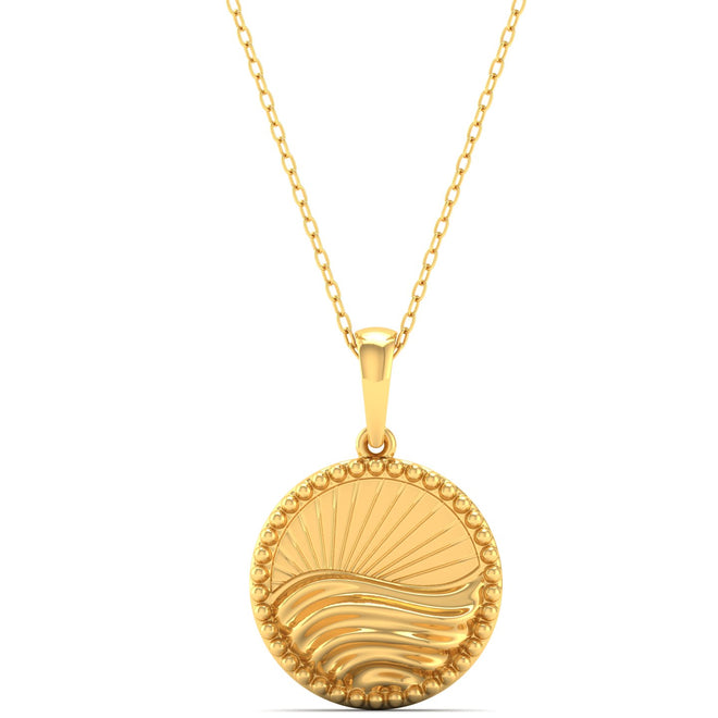 Round Plain 9K Solid Gold Pendant