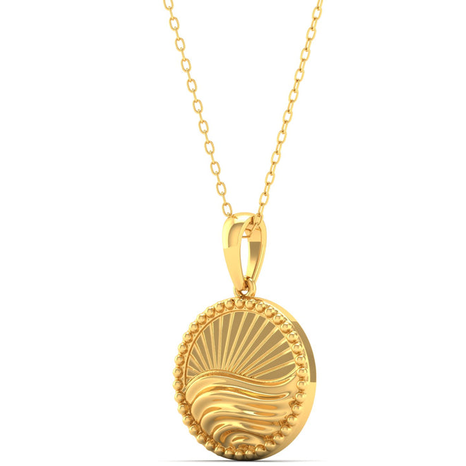 Round Plain 9K Solid Gold Pendant