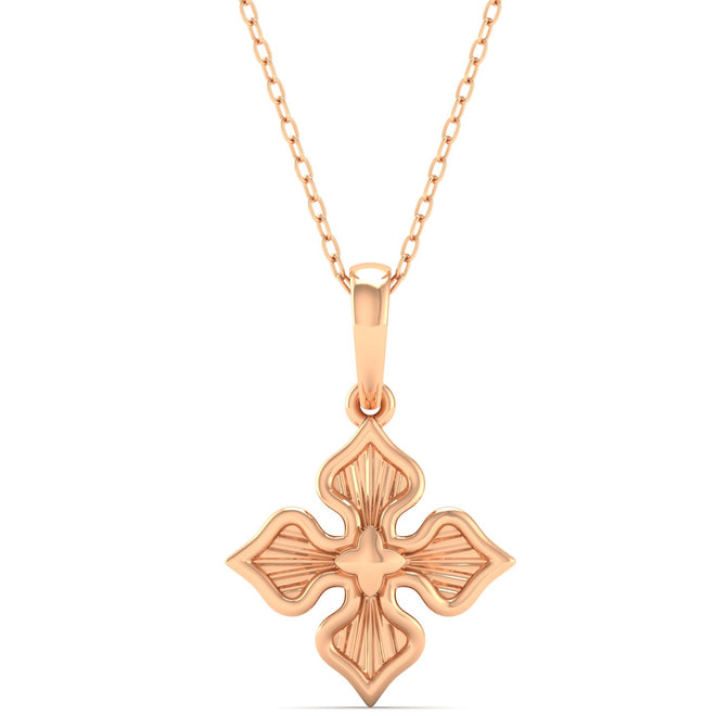 Four Petal Plain 9K Solid Gold Pendant