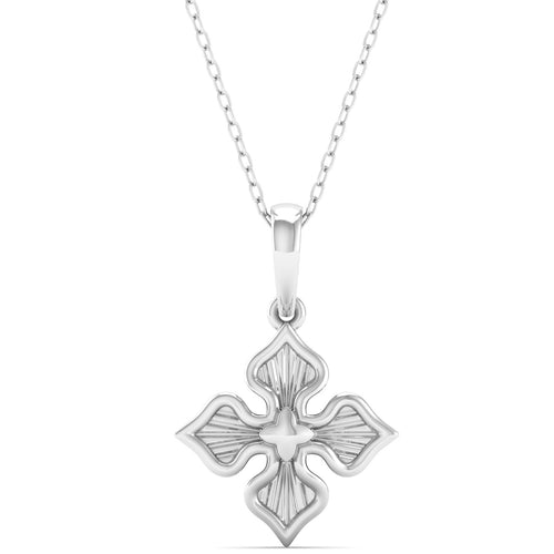 Four Petal Plain 9K Solid Gold Pendant