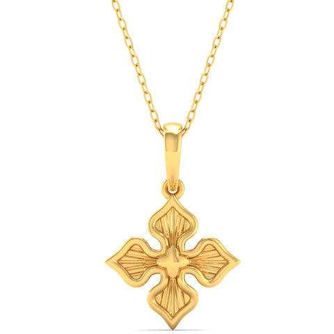Four Petal Plain 9K Solid Gold Pendant