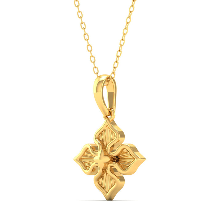 Four Petal Plain 9K Solid Gold Pendant