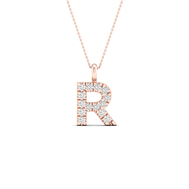 "R" Initial Lab Grown Fashion Pendant